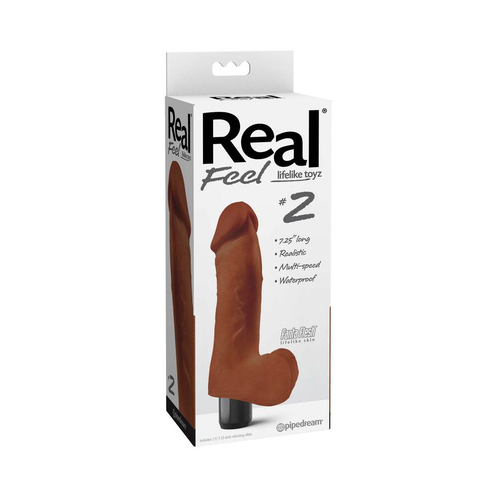 Real Feel Lifelike Toyz No. 2 Realistic 7.25 inches Vibrating Dildo With Balls Brown