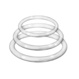 Enhancer Silicone Cock Rings Set Clear - three durable and stretchy rings in graduated sizes.