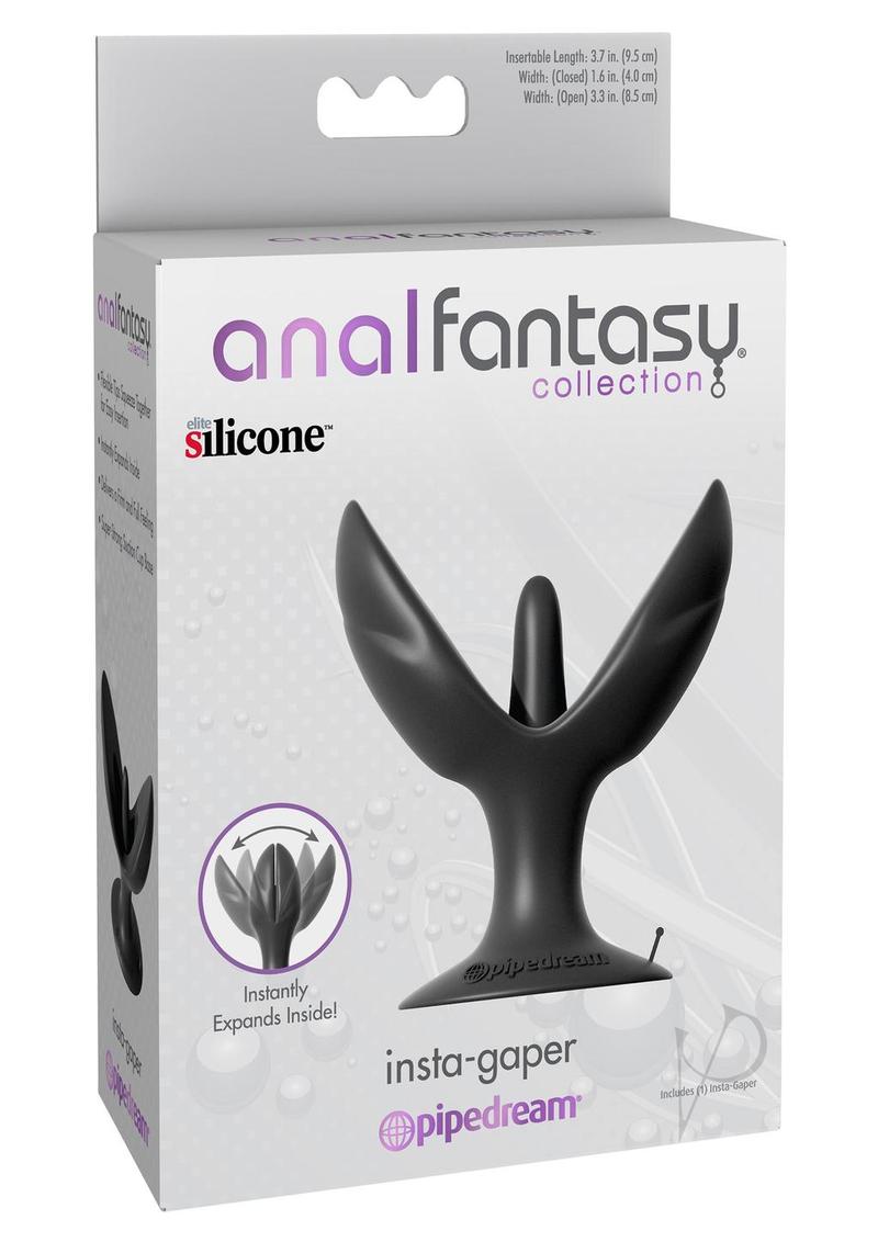 Anal Fantasy Collection Insta-Gaper Silicone Plug Expander packaged for easy use and enjoyment in a sleek design.