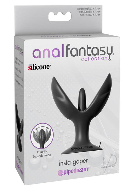 Anal Fantasy Collection Insta-Gaper Silicone Plug Expander packaged for easy use and enjoyment in a sleek design.