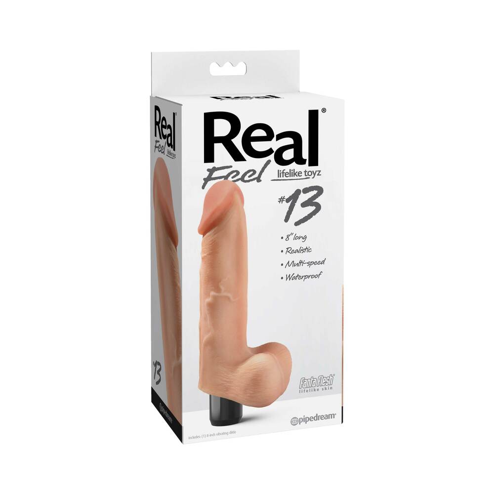 Real Feel Lifelike Toyz No. 13 Realistic 8 inches Vibrating Dildo With Balls Beige