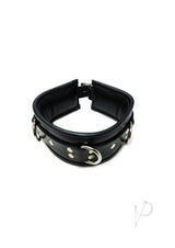 Rouge 3 D-Ring Padded Leather Adjustable Collar Black, featuring a sophisticated design and durable construction.