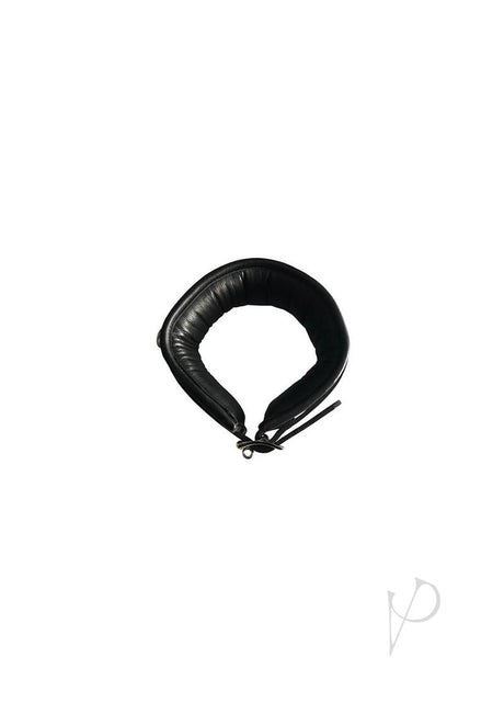 Rouge 3 D-Ring Padded Leather Adjustable Collar Black displayed from above, showcasing its padded leather design.