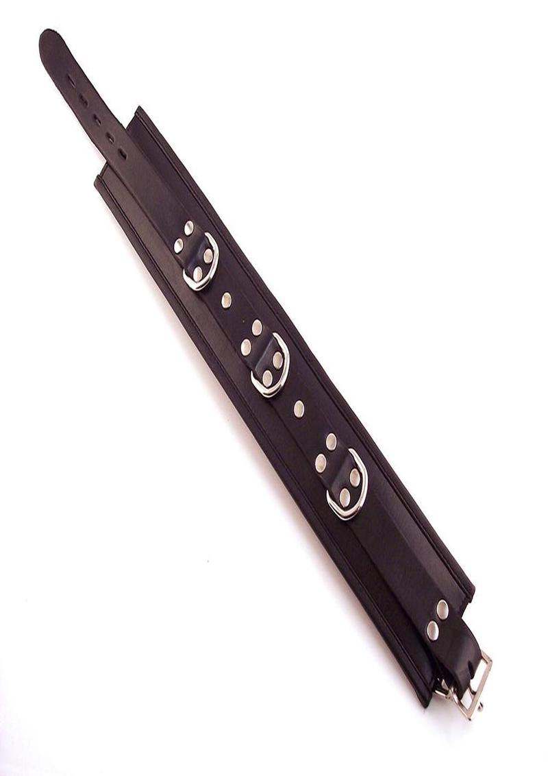 Rouge 3 D-Ring Padded Leather Adjustable Collar Black showcasing premium leather and silver accents.