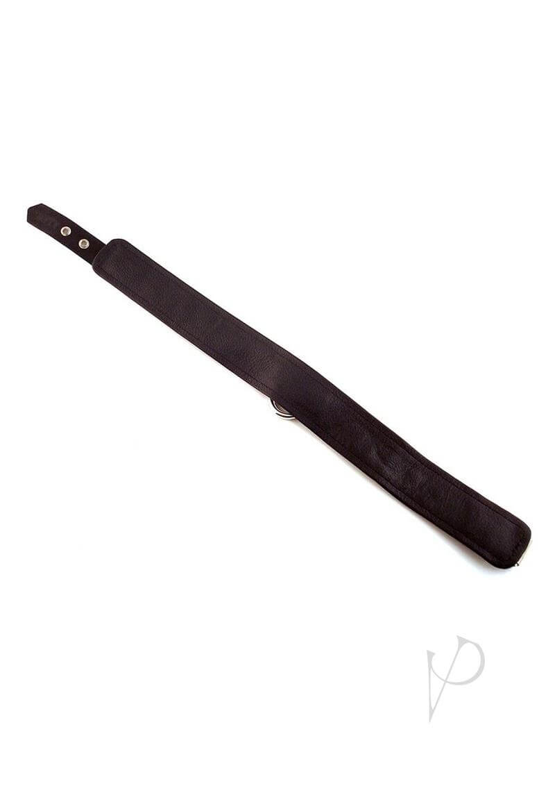 Rouge Plain Leather Adjustable Collar 1 Ring Black, simple leather collar with adjustable strap and metal ring.