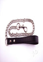 Rouge Leather Lead Metal Chain Leash Black with sturdy metal chain and comfortable leather handle.