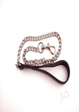 Rouge Leather Lead Metal Chain Leash Black featuring a black leather handle and sturdy metal chain.