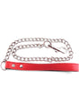 Rouge Leather Lead Chain Leash Red