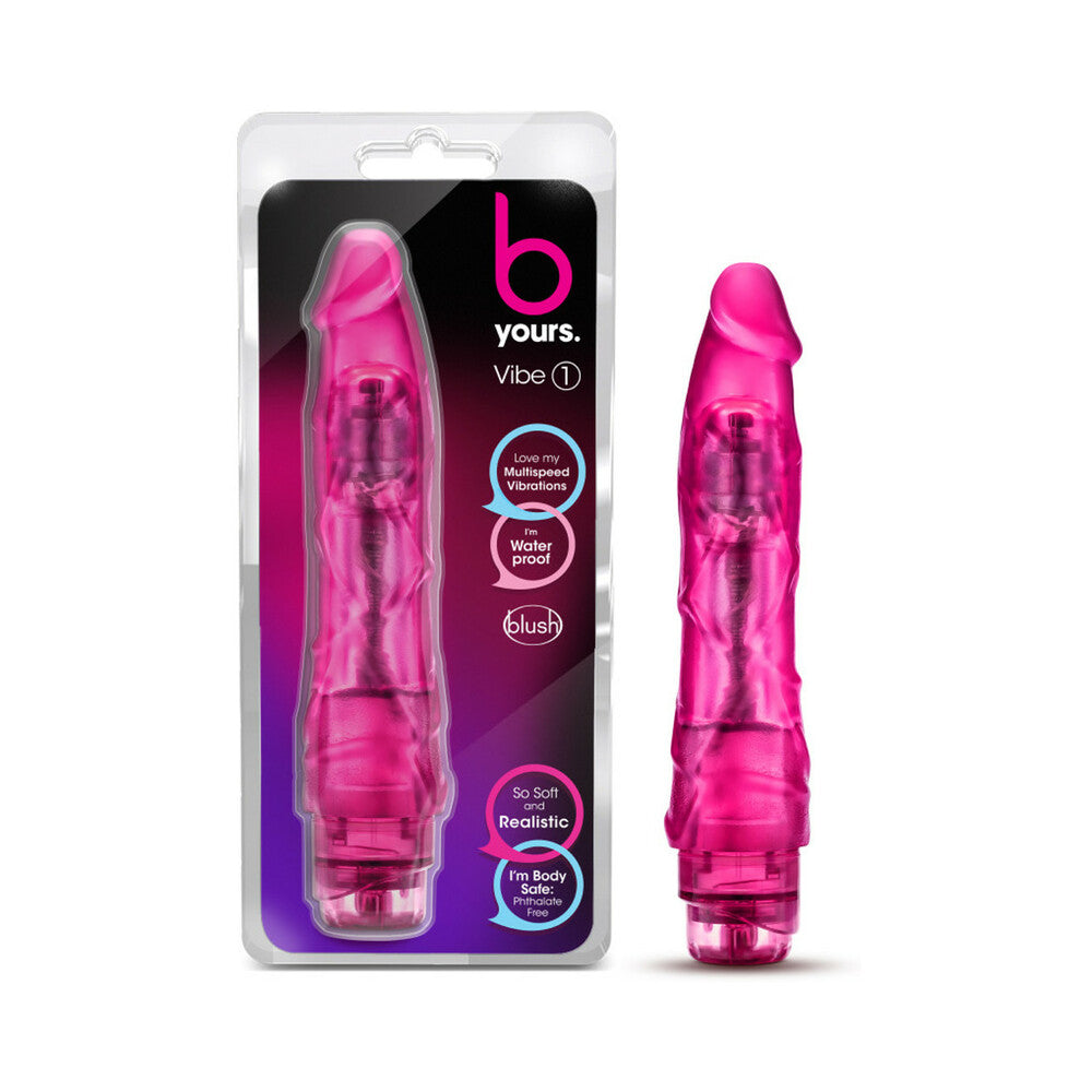 B Yours Vibe 1 Realistic 9 inches Vibrating Dildo Pink