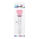 Crystal Heart of Glass 6 inches Glass Dildo Pink/Clear