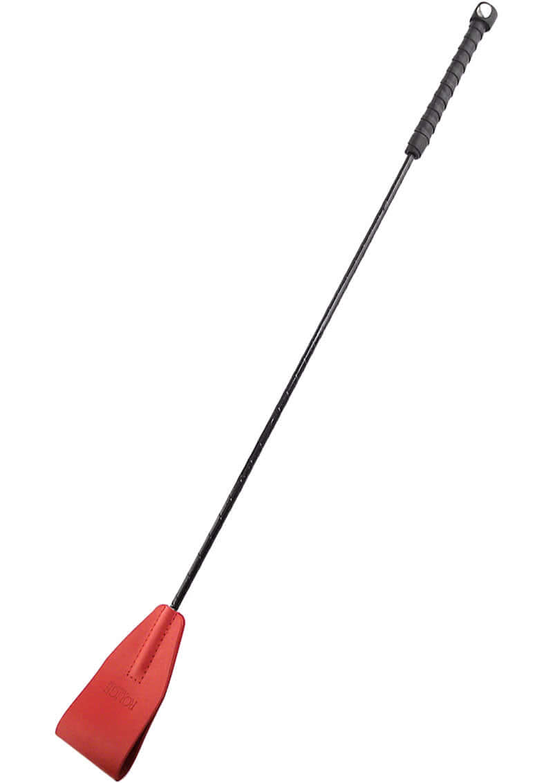 Rouge Fifty Times Hotter Leather Riding Crop Red with a comfortable grip and striking red leather finish.