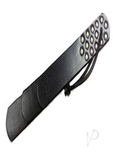 Rouge Leather Three Flap Paddle Black impact toy for bondage and fetish play with three independent flaps.