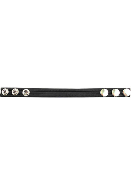 Rouge Leather Adjustable Cock Strap Black featuring soft leather and stylish button details.