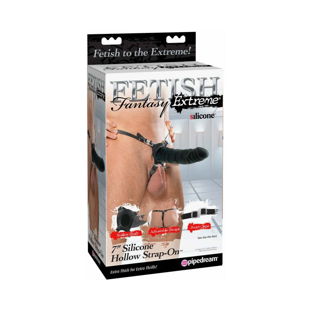 Fetish Fantasy Extreme Adjustable 7 in. Silicone Hollow Strap-On Black