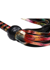 Strict Leather Rainbow Lambskin Flogger with colorful leather strips and a black handle.