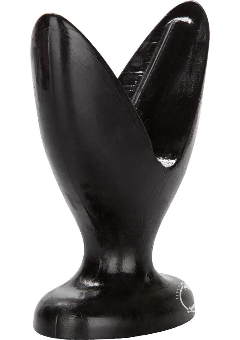 COLT Expander Plug Butt Plug Large Black displayed, showcasing its flared design and interlocking structure.