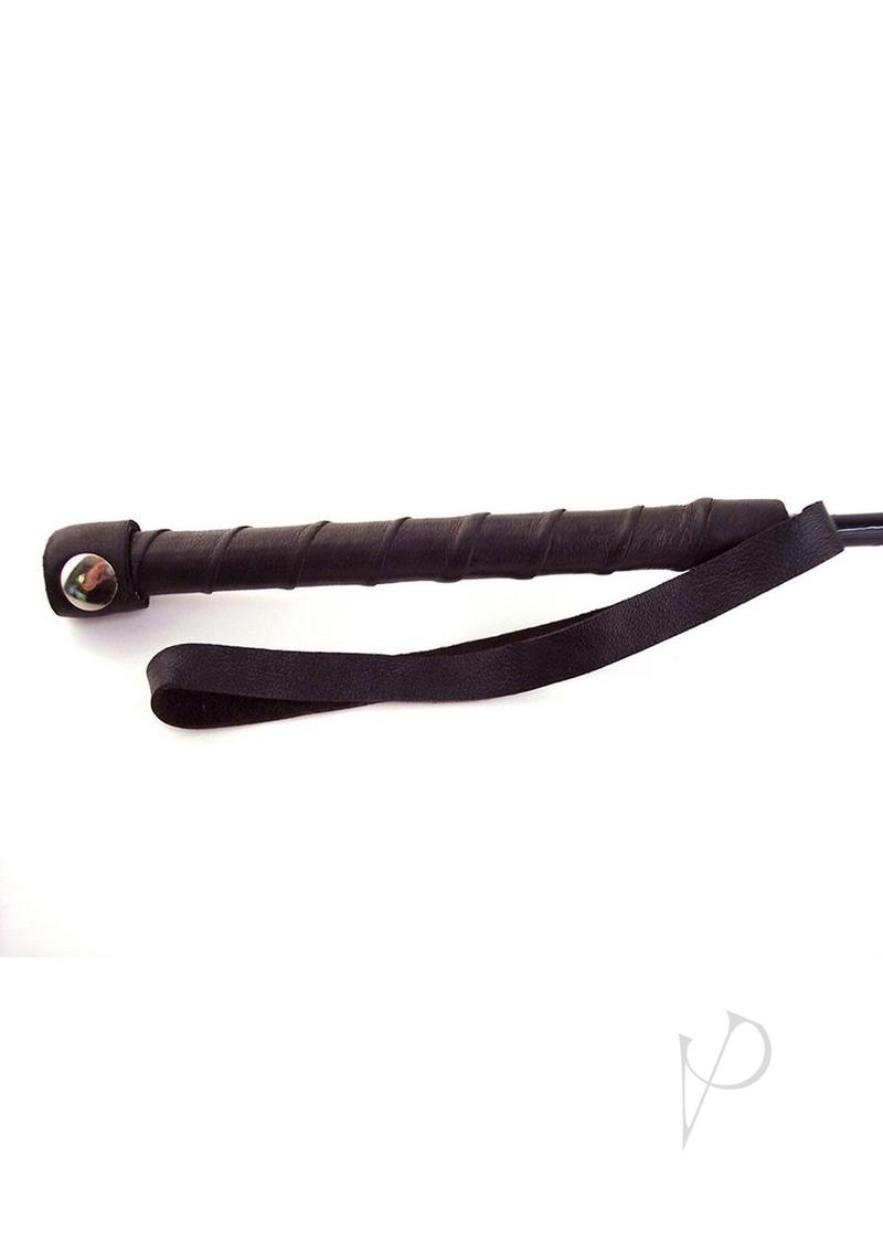 Rouge Fifty Times Hotter Leather Hand Riding Crop Red handle with textured grip and wrist strap for impact play.