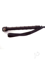 Rouge Fifty Times Hotter Leather Hand Riding Crop Red handle with textured grip and wrist strap for impact play.
