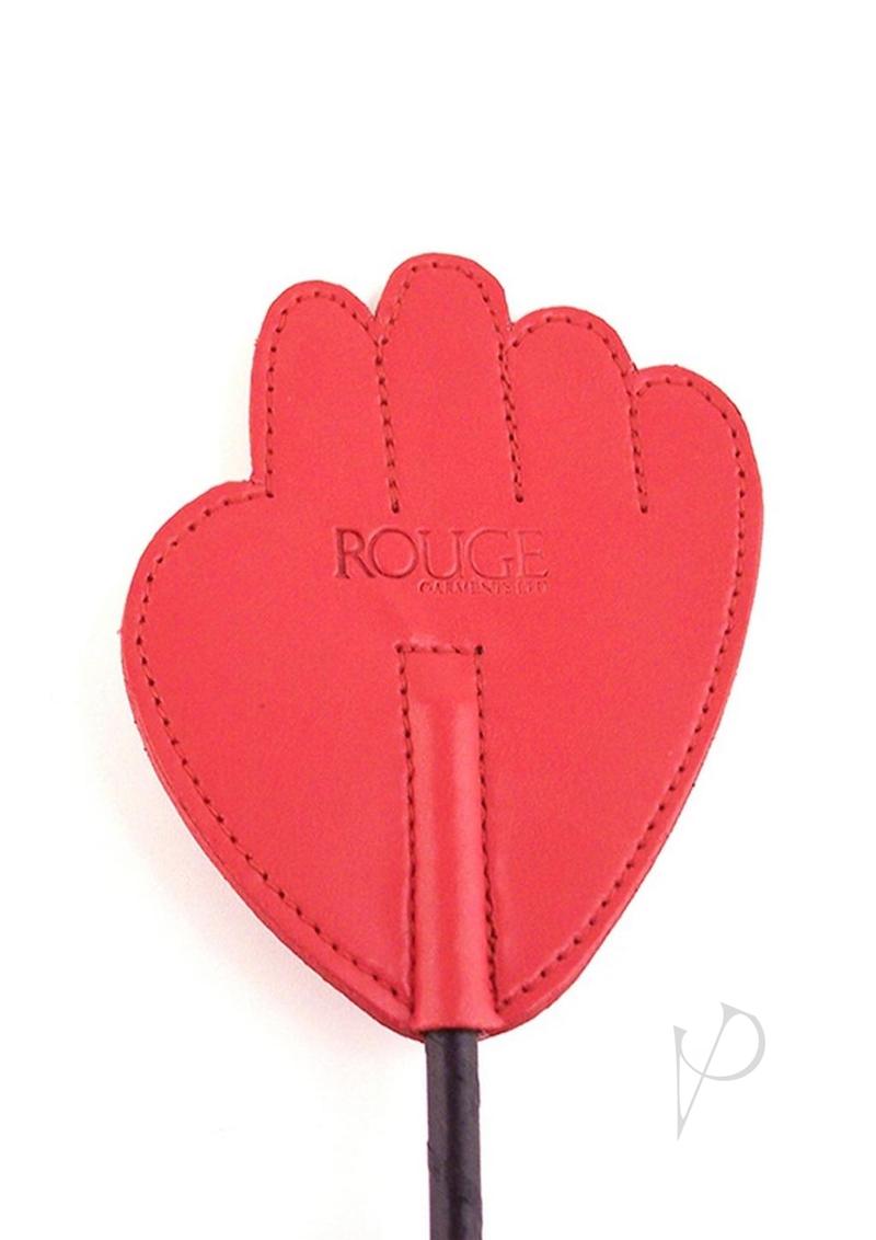 Rouge Fifty Times Hotter Leather Hand Riding Crop Red - hand-shaped spanking flap in striking red leather.