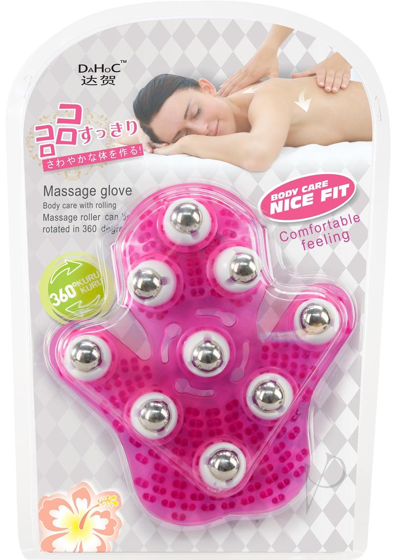 Simple and True Roller Balls Massager Glove Pink packaging showcasing the innovative massage glove.