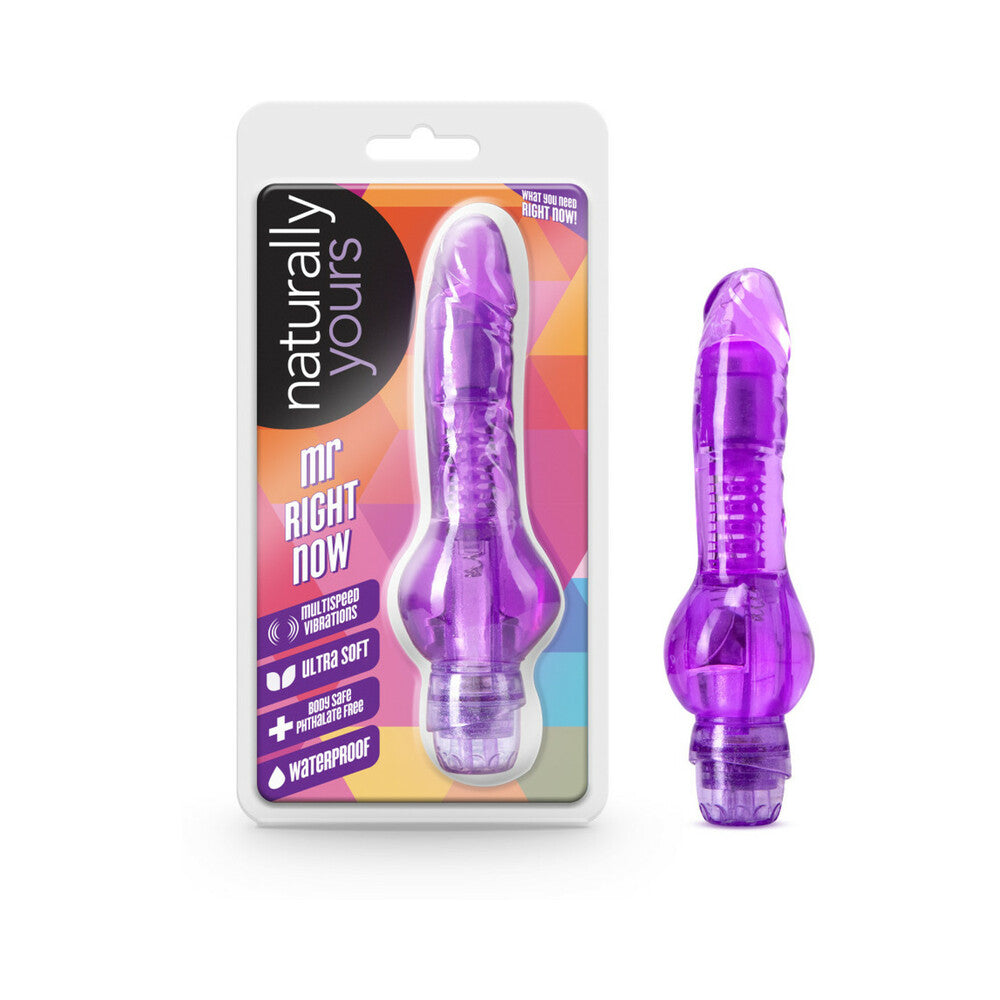 Naturally Yours Mr. Right Now 6.5 inches Vibrating Dildo Purple