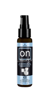 Sensuva On Arousal Gel Ice 1 Oz product in a spray bottle with blue label and ice cube graphics.