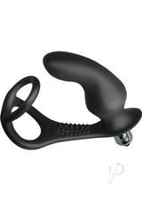 Ro-Zen Pro Silicone Cock Ring Vibrating Butt Plug Black with ergonomic design for dual-action pleasure.