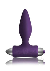 Petite Sensations Silicone Vibrating Butt Plug Purple in sleek design for comfortable and exciting backdoor pleasure.