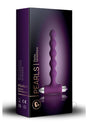 Petite Sensations Pearls Silicone Vibrating Anal Bead Purple packaging featuring graduated vibrating beads.