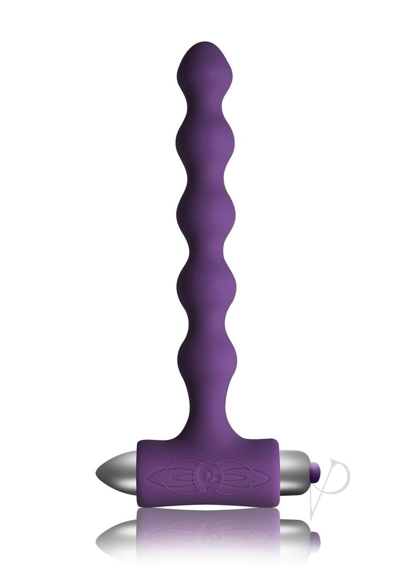 Petite Sensations Pearls Silicone Vibrating Anal Bead Purple, a graduated vibrating anal bead for enhanced pleasure.