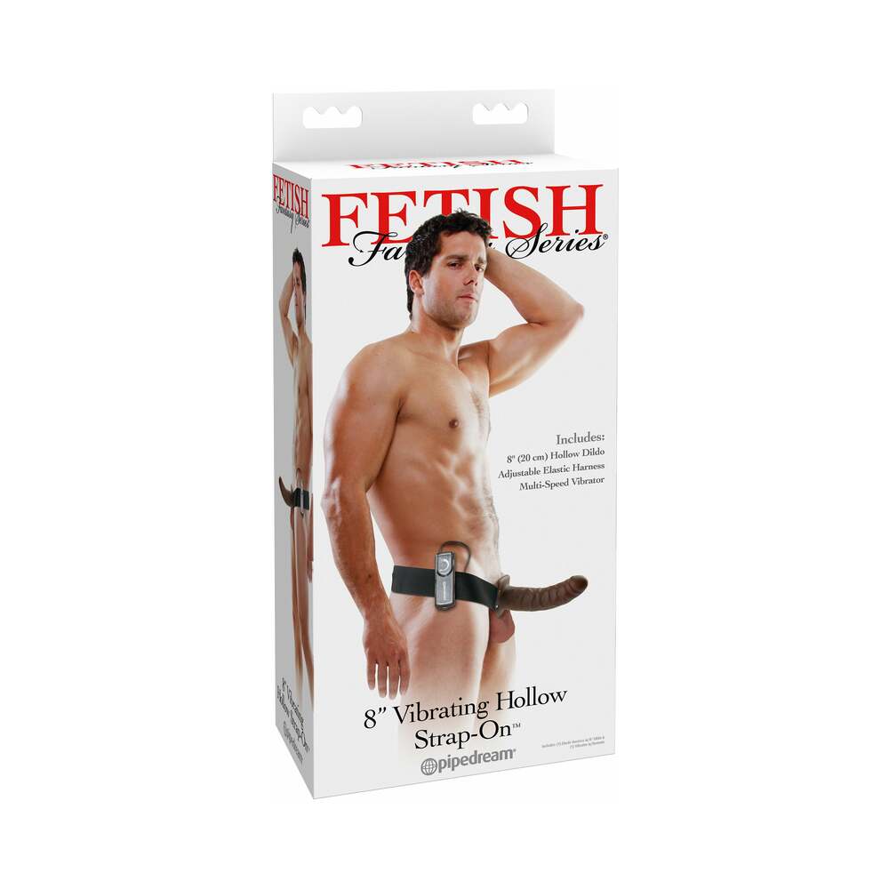 Fetish Fantasy Series 8 inches Vibrating Hollow Strap-On Brown/Black
