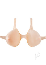 Get It On Inflatable Strap On Boobs F Cup Vanilla display with adjustable straps and realistic F cup breasts.