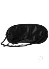 Me You Us Bound to Please Blindfold Cuffs Kit Black padded satin blindfold for sensory play and restraint.