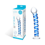Glas 7.5 inches Blue Spiral Glass Dildo