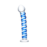 Glas 7.5 inches Blue Spiral Glass Dildo