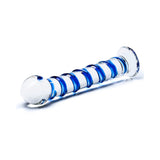 Glas 7.5 inches Blue Spiral Glass Dildo