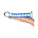 Glas 7.5 inches Blue Spiral Glass Dildo