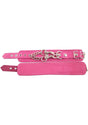 Rouge Plain Leather Adjustable Wrist Cuffs Pink with shiny chain detail and adjustable fit.