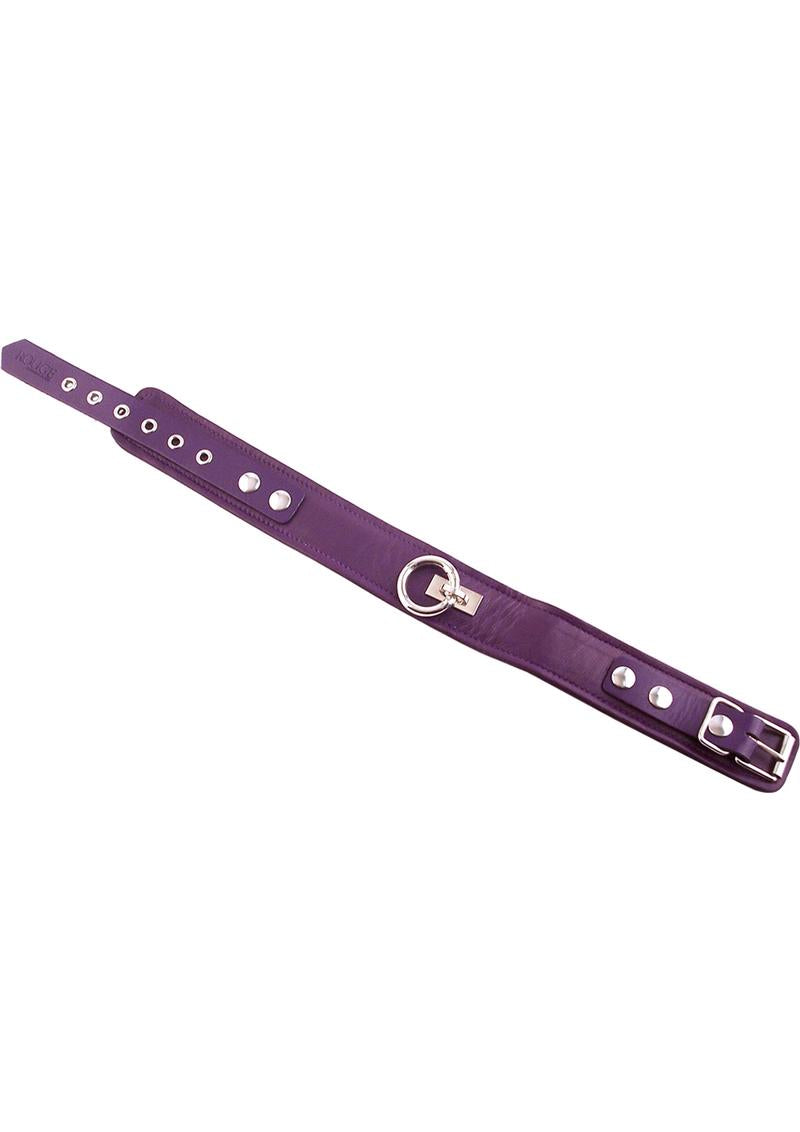 Rouge Plain Leather Adjustable Collar 1 Ring Purple featuring durable leather and a striking purple finish.