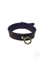 Rouge Plain Leather Adjustable Collar 1 Ring Purple with a sleek design in rich leather and shiny metal ring.