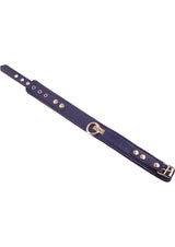 Rouge Plain Leather Adjustable Collar 1 Ring Blue showing durable leather and removable O-Ring for bondage.