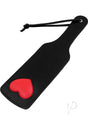 Rouge Leather Paddle with Heart Black featuring a sleek black finish and a bold red heart design.