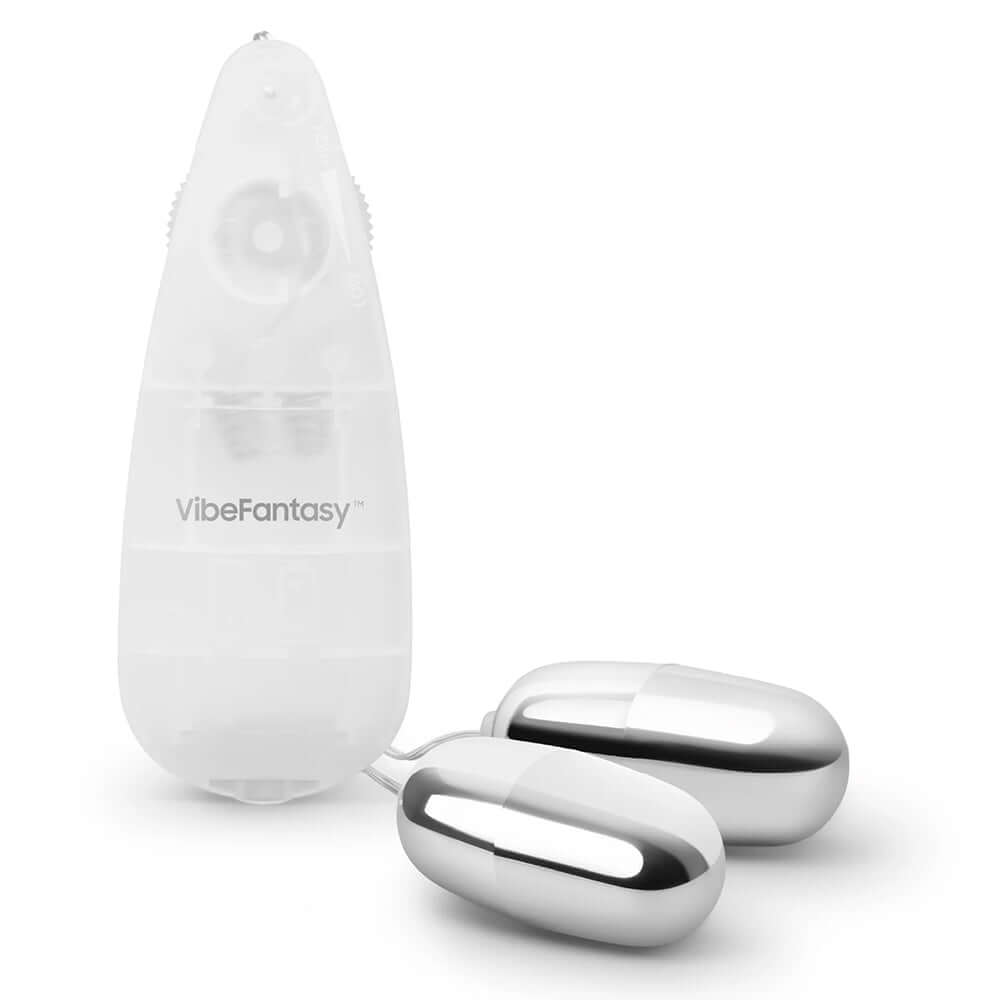 Vibefantasy Double Silver Bullet With Remote Control showcasing dual powerful bullets and remote controller.