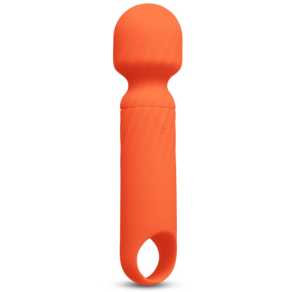 Vibefantasy 5 inch Lolly Mini Wand Orange, a compact travel-friendly massager with a playful design.