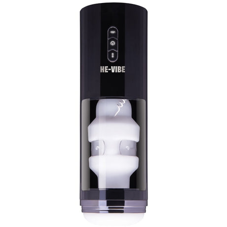 He-Vibe Thrust & Bust Thrusting Vibrating Masturbator with automatic thrusting and vibration features.