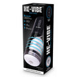 He-Vibe Thrust & Bust Thrusting Vibrating Masturbator packaging showcasing 12 functions and user-friendly design.