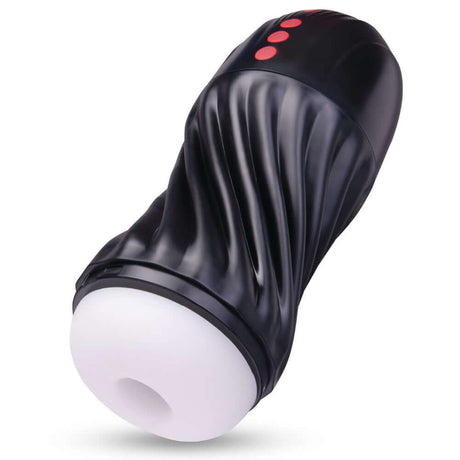 Stroke-x Grip Tight Auto Twister Masturbator featuring a textured design and intuitive controls for hands-free pleasure.