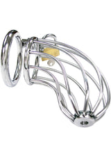 Rouge Stainless Steel Chastity Cock Cage & Padlock for exploring control and power exchange between partners.