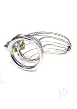 Rouge Stainless Steel Chastity Cock Cage & Padlock in sleek polished design and secure fit.