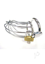 Rouge Stainless Steel Chastity Cock Cage & Padlock with a sleek design and secure padlock.